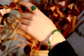 Natural Turquoise Beaded Bracelet with 18K Gold & Antique Banded Agate Center Bea