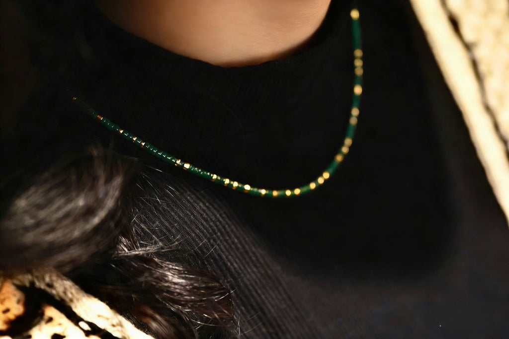 Natural Yuhua Blue Turquoise Gourd Necklace in 18K Gold with Diamond Accents